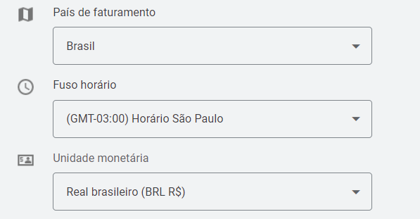 Pais de Faturamento da MCC do Google Ads
